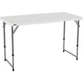 Lifetime Lifetime® Adjustable Height Plastic Fold-In-Half Table, 24" x 48", White 4428